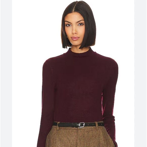 VINCE Women's Cozy Mock Neck Cherry Wine V971584340 Large $225 - Picture 8 of 10